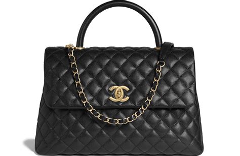 large chanel bag black - Large classic handbag, Grained calfskin & gold.